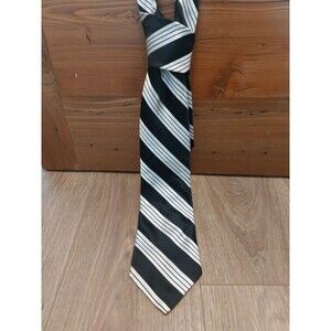 Hart Schaffner Marx Black Silk Tie, White Stripes, 4"x62"